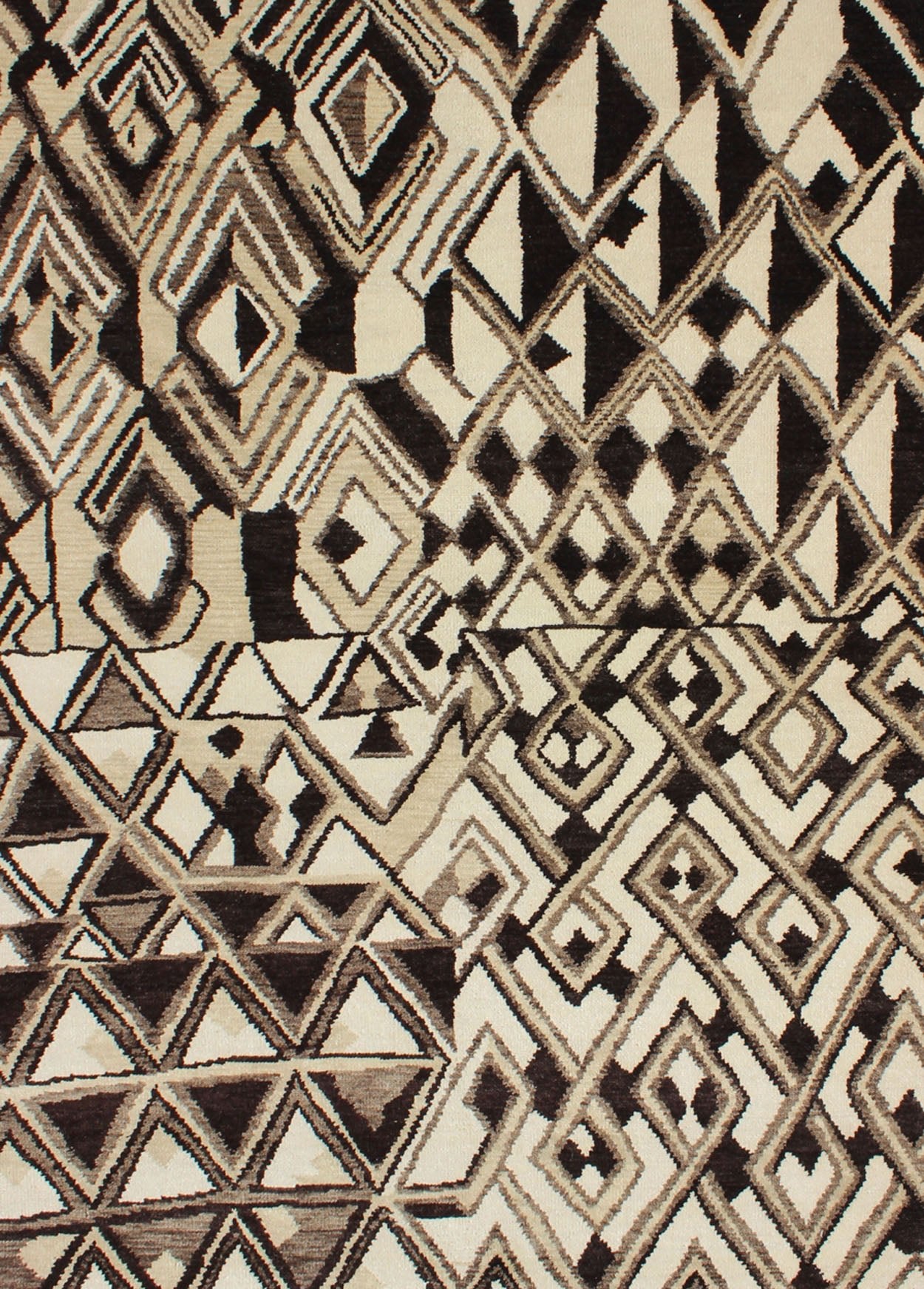 Tribal Moroccan Rug with Abstract Geometric Design in Brown, Butter & Cream by Keivan Woven Arts Tribal Moroccan Rug, rug OB - 9261577 - 527008, country of origin / type: India / Moroccan, circa Early - 21st Century. Measures: 6'0 x 9'0. ... - Keivan Woven ArtsOB - 9261577 - 527008 - 8497Rug