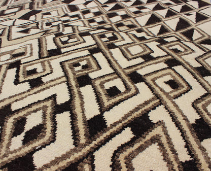 Tribal Moroccan Rug with Abstract Geometric Design in Brown, Butter & Cream by Keivan Woven Arts Tribal Moroccan Rug, rug OB - 9261577 - 527008, country of origin / type: India / Moroccan, circa Early - 21st Century. Measures: 6'0 x 9'0. ... - Keivan Woven ArtsOB - 9261577 - 527008 - 8497Rug