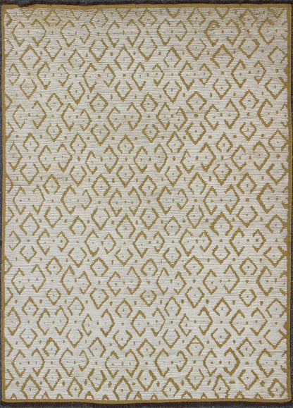 Keivan Woven Arts, Ob - 9263199, Large Modern Design Rug. Yellow Gold and white Ribbed Moroccan Design Large Rug for Modern Interiors. This hand - knotted Moroccan rug features a Modern design rendered in yellow and ivory tones. Modern Design, modern Moroc... - Keivan Woven ArtsOB - 9263199 - 258032 - 8501Rug