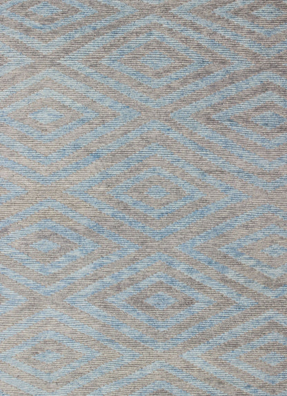 Keivan Woven Arts, Modern Moroccan Piled Rug with Sky Blue and Gray in Layered Diamond Design. Moroccan design rug with light blue, light gray and multi layered Diamond Design. Moroccan design. Keivan Woven Arts, rug OB - 9265407, country of origi... - Keivan Woven ArtsOB - 9265407 - 258010 - 8505Rug