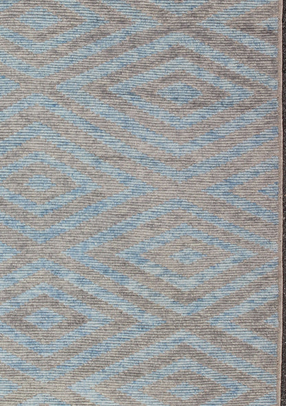 Keivan Woven Arts, Modern Moroccan Piled Rug with Sky Blue and Gray in Layered Diamond Design. Moroccan design rug with light blue, light gray and multi layered Diamond Design. Moroccan design. Keivan Woven Arts, rug OB - 9265407, country of origi... - Keivan Woven ArtsOB - 9265407 - 258010 - 8505Rug