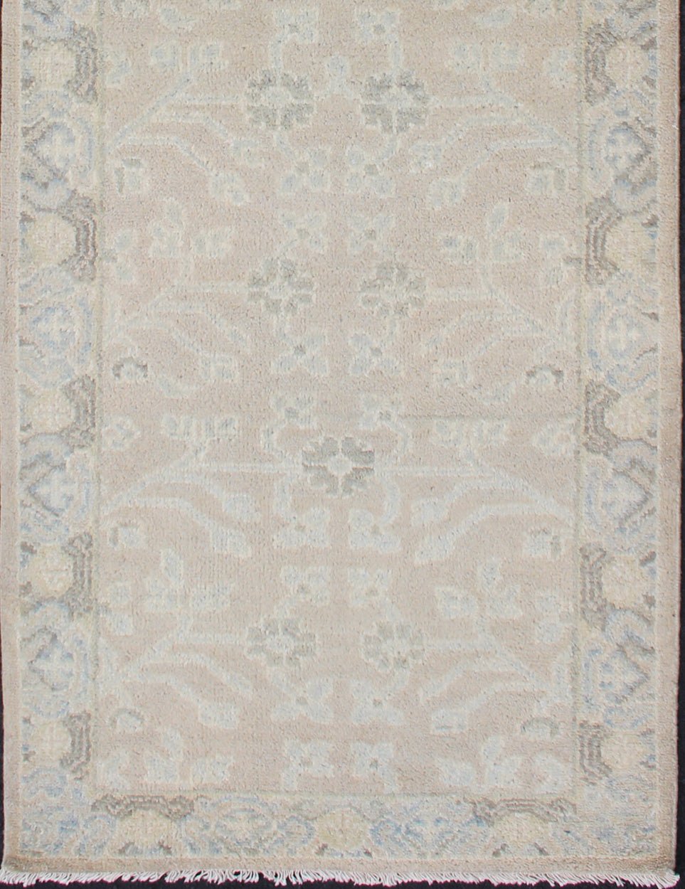 Modern Khotan Runner in Wool with All - Over Sub - Geometric Floral Design This modern Indian Khotan rug has been hand - knotted in wool and features an all - over, sub - geometric floral design rendered in blue and neutral tones. A complementary border e... - Keivan Woven ArtsOB - 9289470 - 6270004 - 11332Rug