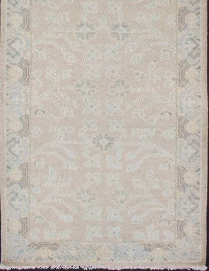 Modern Khotan Runner in Wool with All - Over Sub - Geometric Floral Design This modern Indian Khotan rug has been hand - knotted in wool and features an all - over, sub - geometric floral design rendered in blue and neutral tones. A complementary border e... - Keivan Woven ArtsOB - 9289470 - 6270004 - 11332Rug