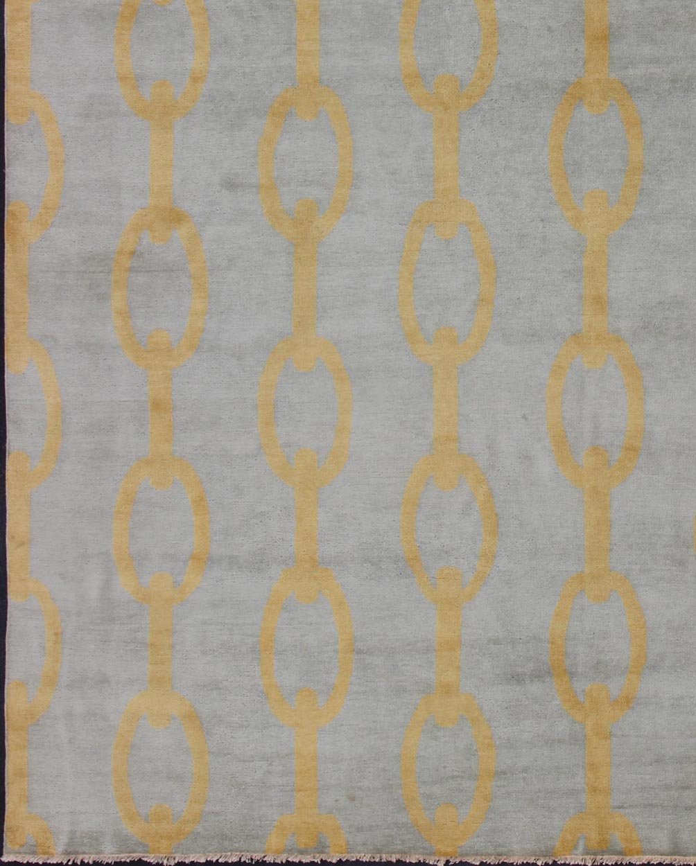 Large Modern Rug with Chain Design in Gray and Marigold Colors. Modern large rug with all - over chain design, rug OB - 9310264 country of origin / type: India/ Modern This modern rug with a contemporary design rendered in connected chain pa... - Keivan Woven ArtsOB - 9310264 - 5740036 - 12427Rug