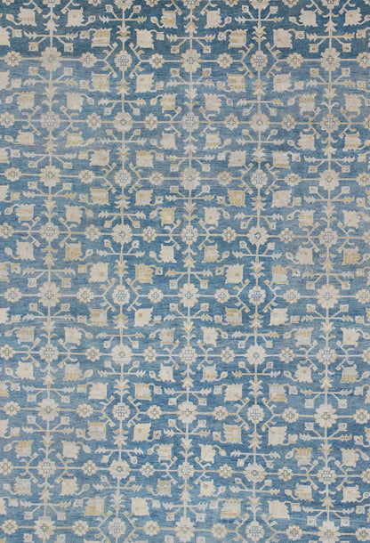 Khotan Design Rug with All - Over Sub - Geometric Pattern in Blue, Tan & Gold Khotan Design Rug, rug OB - 9333890 - 592044, country of origin / type: India / Khotan, circa Early - 21st Century. Measures: 10'0 x 14'0. - Keivan Woven ArtsOB - 9333890 - 592044 - 8525Rug