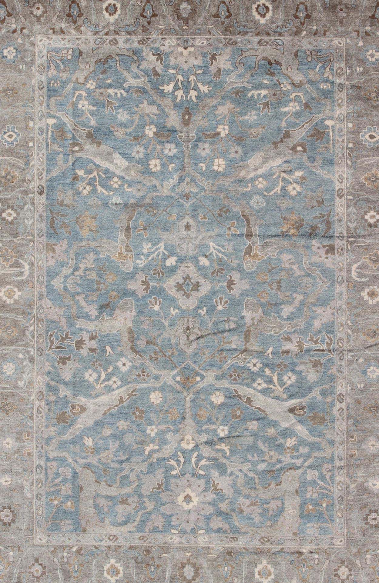 Large contemporary Sultanabad Design Rug in Blue, Gray and Earth Tones Contemporary Sultanabad Rug with unique colors, keivan Woven Arts rug /OB - 9350765 - 6470003, country of origin / type: India / Sultanabad, circa Early - 21st Century. Mea... - Keivan Woven ArtsOB - 9350765 - 6470003 - 9286Rug