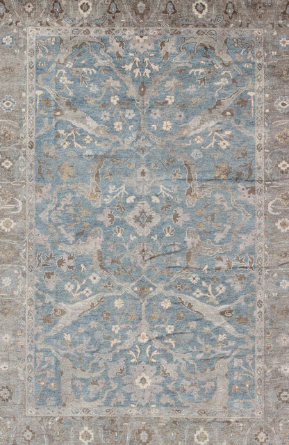 Large contemporary Sultanabad Design Rug in Blue, Gray and Earth Tones Contemporary Sultanabad Rug with unique colors, keivan Woven Arts rug /OB - 9350765 - 6470003, country of origin / type: India / Sultanabad, circa Early - 21st Century. Mea... - Keivan Woven ArtsOB - 9350765 - 6470003 - 9286Rug