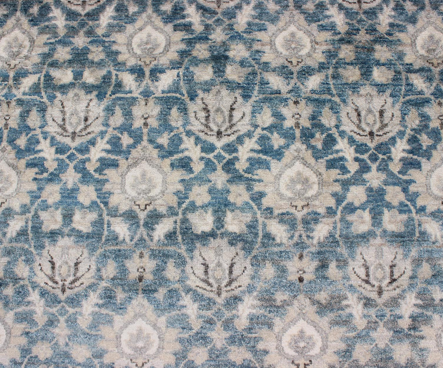 Modern Hand - Knotted Tabriz Rug in Wool with All - Over Design in Blue, Gray and Brown This hand knotted Tabriz rug features a beautiful all - over design rendered in grays, silver, and charcoal and blue tones. The entirety of the piece is enclosed w... - Keivan Woven ArtsOB - 9350766 - 6480001 - 9667Rug