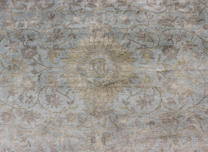 Large Floral Tabriz with Floral Design in Lt. Blue, Brown, Lt. Yellow, Taupe. Light Colored Floral Tabriz in light blue, various browns, yellow, gray and taupe. Keivan Woven Arts/ rug OB - 9364932 - 5890017, country of origin / type: India / Tabriz... - Keivan Woven ArtsOB - 9364932 - 5890017 - 9292Rug