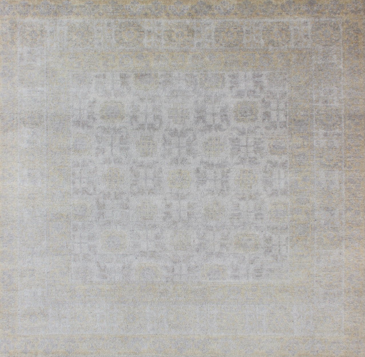 Square size Khotan Rug in Ivory, Soft Yellow, Light Gray/Light Purple and Neutral tones by Keivan Woven Arts. 21st Century Square Khotan Rug Measures: 6'7 x 6'7 Square Size Hand Knotted Khotan Rug, Keivan Woven Arts rug/OB - 9365708, 21st ... - Keivan Woven ArtsOB - 9365708 - 5920078 - 11289Rug