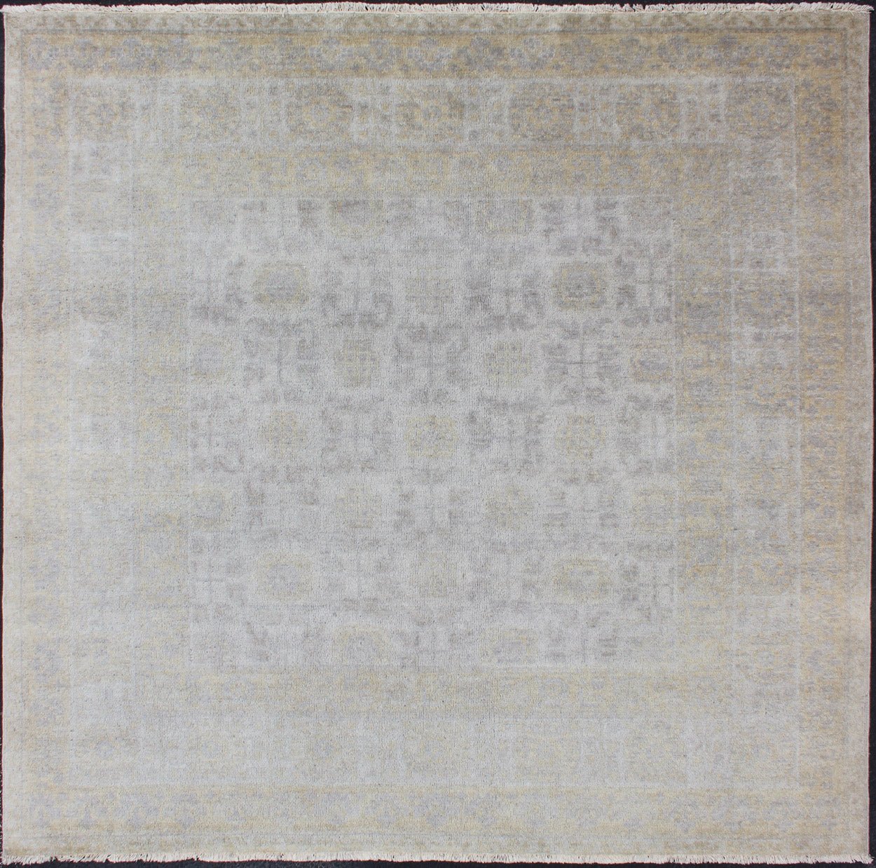 Square size Khotan Rug in Ivory, Soft Yellow, Light Gray/Light Purple and Neutral tones by Keivan Woven Arts. 21st Century Square Khotan Rug Measures: 6'7 x 6'7 Square Size Hand Knotted Khotan Rug, Keivan Woven Arts rug/OB - 9365708, 21st ... - Keivan Woven ArtsOB - 9365708 - 5920078 - 11289Rug