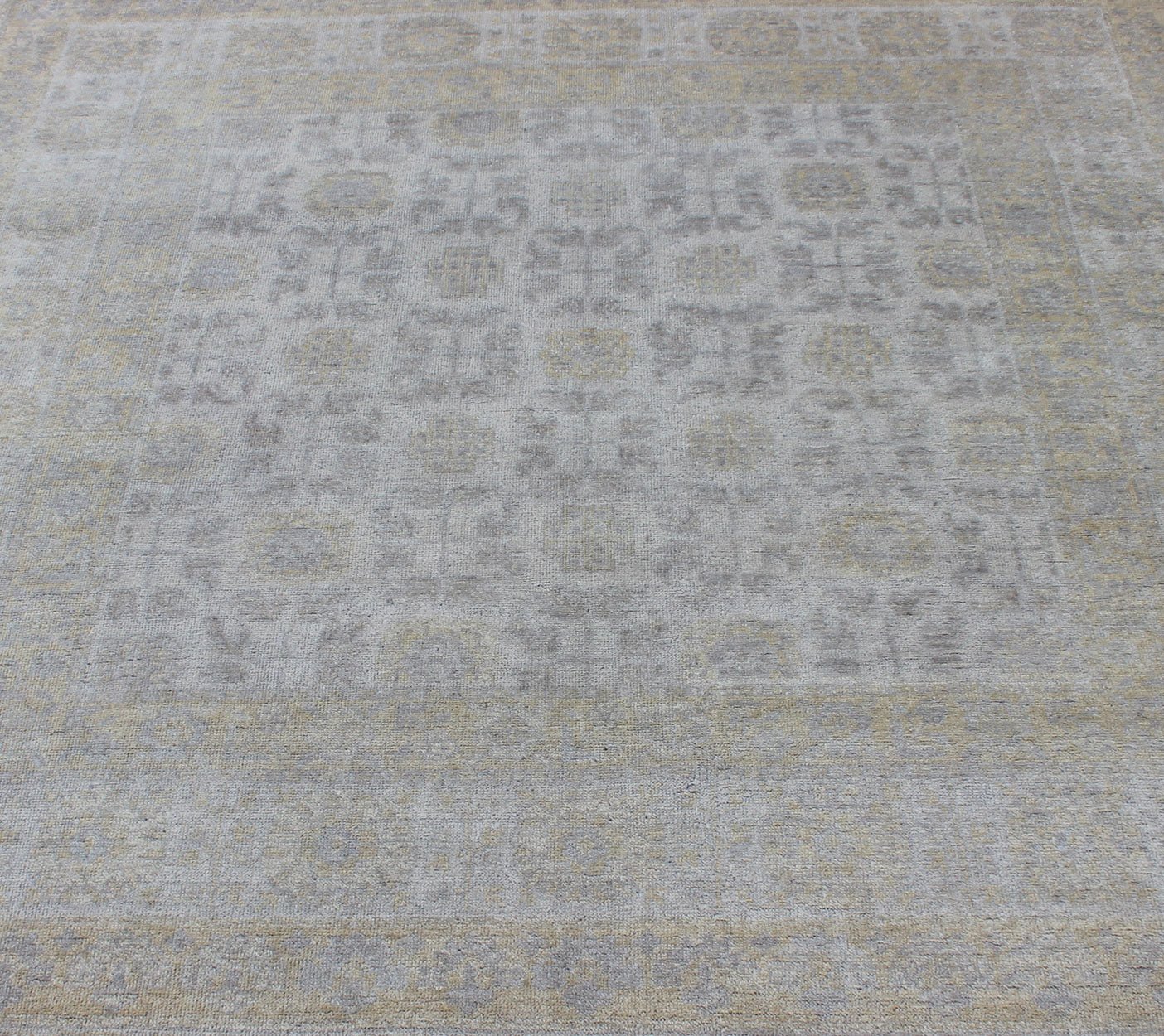 Square size Khotan Rug in Ivory, Soft Yellow, Light Gray/Light Purple and Neutral tones by Keivan Woven Arts. 21st Century Square Khotan Rug Measures: 6'7 x 6'7 Square Size Hand Knotted Khotan Rug, Keivan Woven Arts rug/OB - 9365708, 21st ... - Keivan Woven ArtsOB - 9365708 - 5920078 - 11289Rug