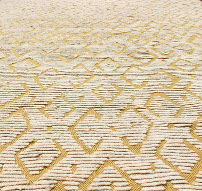 Modern Hand - Knotted Rug in Wool with Diamond Design in Marigold and Cream This modern Indian rug has been hand - knotted in wool and features an all - over, sub - geometric diamond design rendered in marigold and cream tones; making it a marvelous fit... - Keivan Woven ArtsOB - 9365738 - 2590032 - 13342Rug