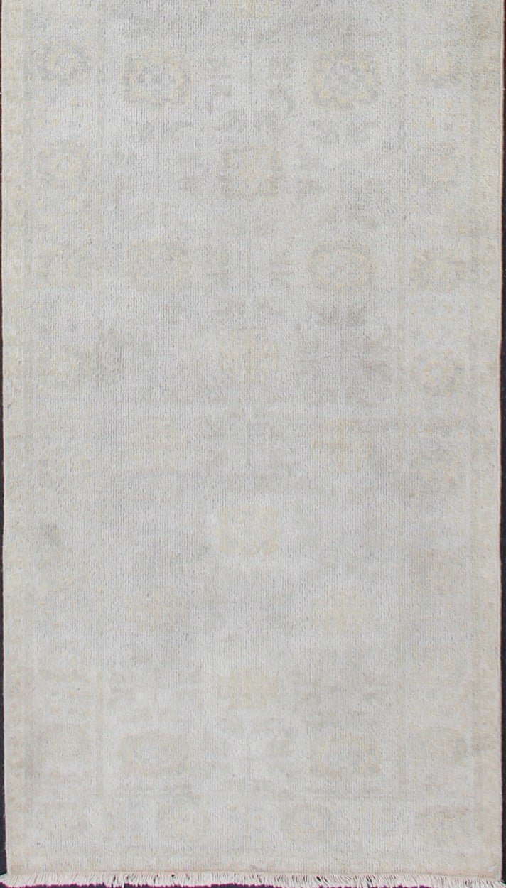 Keivan Woven arts Modern Hand - Knotted Khotan Runner in Wool with Sub - Geometric Design This modern Indian Khotan rug has been hand - knotted in wool and features an all - over, sub - geometric design rendered in marigold and neutral tones. A compleme... - Keivan Woven ArtsOB - 9365807 - 5920078 - 11293Rug