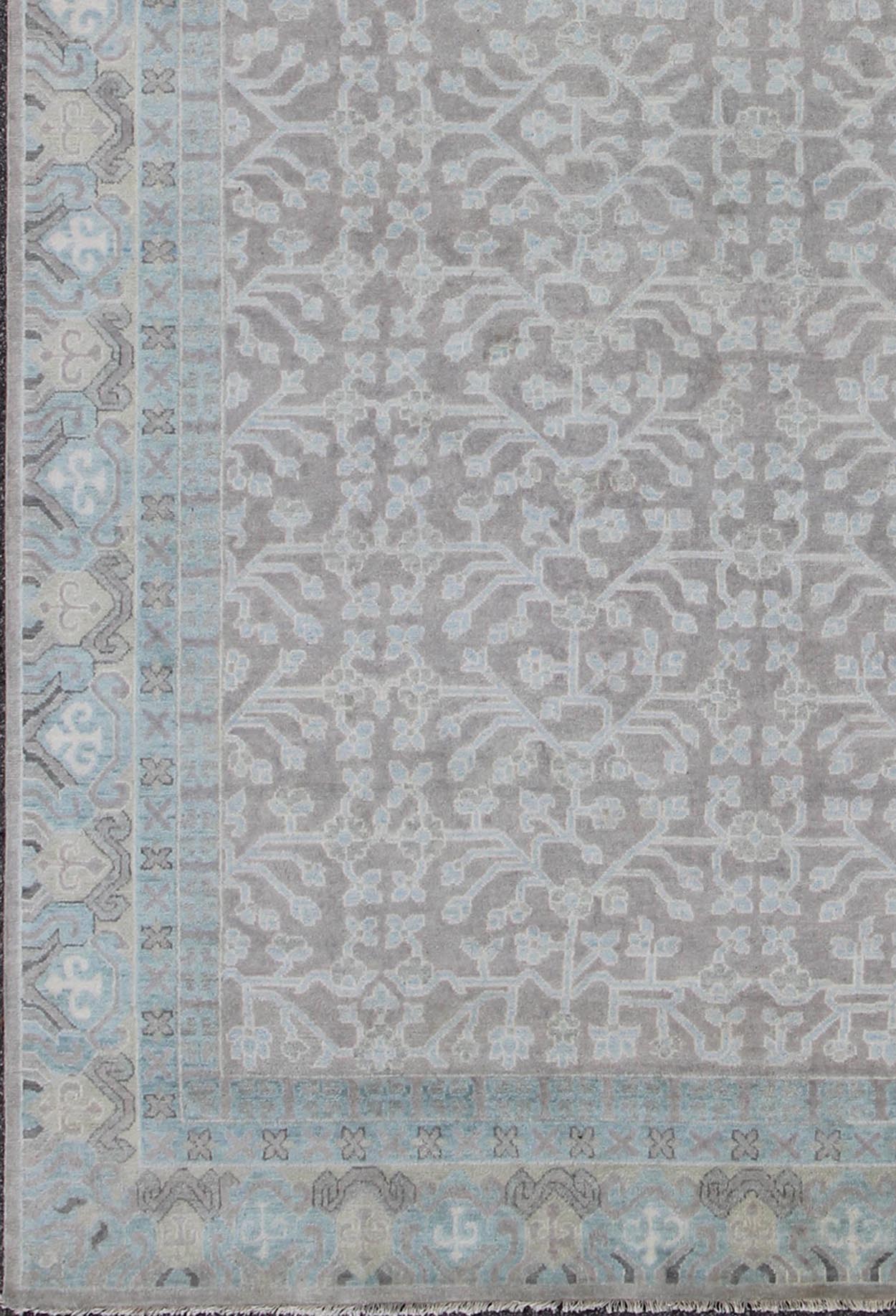 Keivan Woven Arts Hand - Knotted Khotan Rug in with All - Over Sub - Geometric Design Modern Hand - Knotted Khotan Rug in with All - Over Sub - Geometric Design This modern Indian Khotan rug has been hand - knotted in wool and features an all - over sub - geomet... - Keivan Woven ArtsOB - 9379584 - 6460001 - 9673Rug