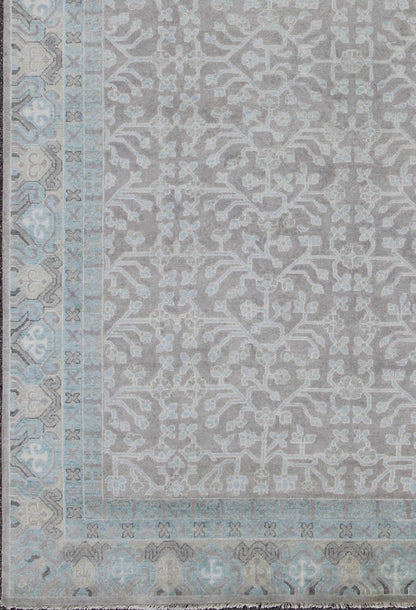 Keivan Woven Arts Hand - Knotted Khotan Rug in with All - Over Sub - Geometric Design Modern Hand - Knotted Khotan Rug in with All - Over Sub - Geometric Design This modern Indian Khotan rug has been hand - knotted in wool and features an all - over sub - geomet... - Keivan Woven ArtsOB - 9379584 - 6460001 - 9673Rug