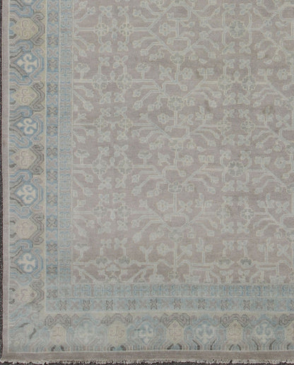 Keivan Woven Arts Khotan Rug in Wool with All - Over Design. Keivan Woven Arts; rug OB - 9379586 - 6460001, country of origin / type: India / Khotan, circa Early 21st Century. Measures: 8'9 x 11'9 This modern Indian Khotan rug has been hand - knotted in... - Keivan Woven ArtsOB - 9379586 - 6460001 - 9677Rug