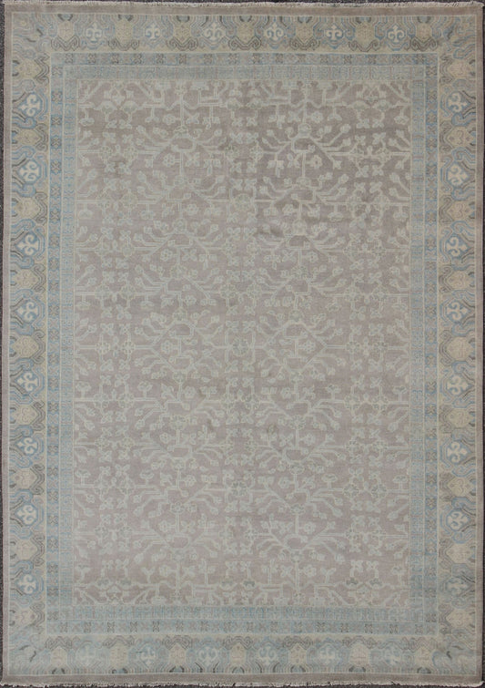 Keivan Woven Arts Khotan Rug in Wool with All - Over Design. Keivan Woven Arts; rug OB - 9379586 - 6460001, country of origin / type: India / Khotan, circa Early 21st Century. Measures: 8'9 x 11'9 This modern Indian Khotan rug has been hand - knotted in... - Keivan Woven ArtsOB - 9379586 - 6460001 - 9677Rug