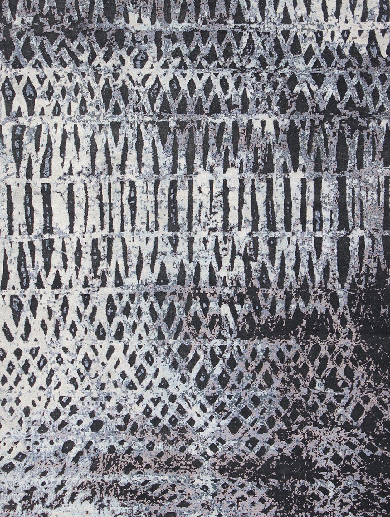 Modern Rug with Abstract Design in Black Charcoal, Silver and High and Low Pile Modern design rug in Abstract design, Keivan Woven Arts/rug OB - 9392915 - 5300028, country of origin / type: India / Modern, circa Early - 21st Century. Measures:... - Keivan Woven ArtsOB - 9392915 - 5300028 - 9298Rug