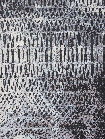 Modern Rug with Abstract Design in Black Charcoal, Silver and High and Low Pile Modern design rug in Abstract design, Keivan Woven Arts/rug OB - 9392915 - 5300028, country of origin / type: India / Modern, circa Early - 21st Century. Measures:... - Keivan Woven ArtsOB - 9392915 - 5300028 - 9298Rug