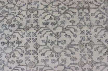 Khotan Rug in Wool with All - Over Design in Cream and Gray By Keivan Woven Arts This modern Indian Khotan rug has been hand - knotted in wool and features an all - over, sub - geometric design rendered in cream and gray tones. A complementary, multi - ... - Keivan Woven ArtsOB - 9393429 - 6460013 - 9683Rug