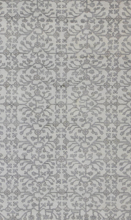 Khotan Rug in Wool with All - Over Design in Cream and Gray By Keivan Woven Arts This modern Indian Khotan rug has been hand - knotted in wool and features an all - over, sub - geometric design rendered in cream and gray tones. A complementary, multi - ... - Keivan Woven ArtsOB - 9393429 - 6460013 - 9683Rug