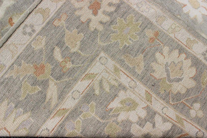Modern Oushak with Floral Design in Gray, Green and Orange Gray Oushak Rug, rug OB - 9395010, country of origin / type: India / Oushak, circa Early - 21st Century. Measures: 8'0 x 10'0. This lovely woolen Oushak from India features a... - Keivan Woven ArtsOB - 9395010 - 7519Rug