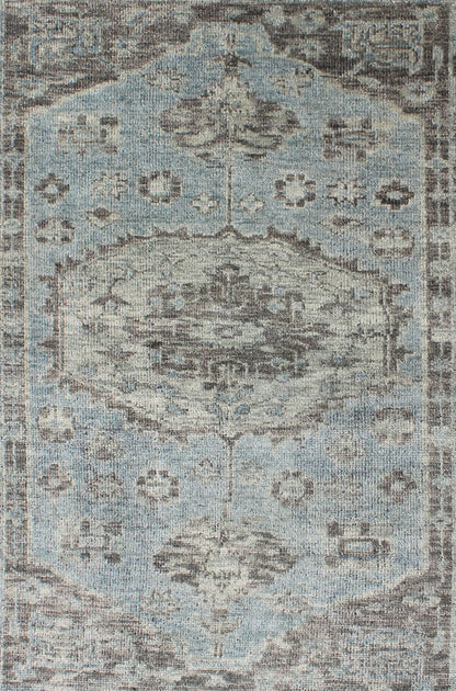 Modern Oushak Distressed Rug in Light Blue, Light Green & Brown Modern distressed Oushak rug, rug/OB - 9442878, country of origin / type: India / Oushak, circa early - 21st Century. Contemporary Indian Rug. This hand - knotted Oushak rug feat... - Keivan Woven ArtsOB - 9442878 - 5623141 - 8533Rug