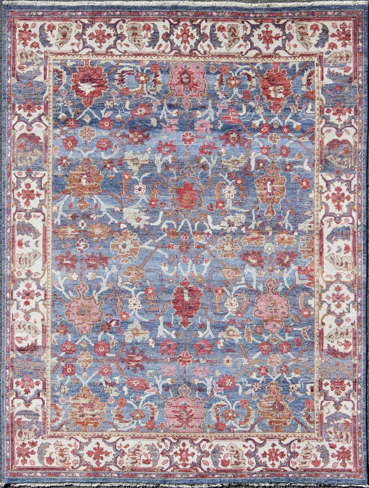 Colorful Sultanabad Design Rug in Blue Background. Keivan Woven Arts rug Ob - 9520719. This Colorful Sultanabad Rug features an all - over design and tastefully done in blue background and cream border with multi colors in the field. The wool is fine a... - Keivan Woven ArtsOB - 9520719 - 6480010 - 9318Rug