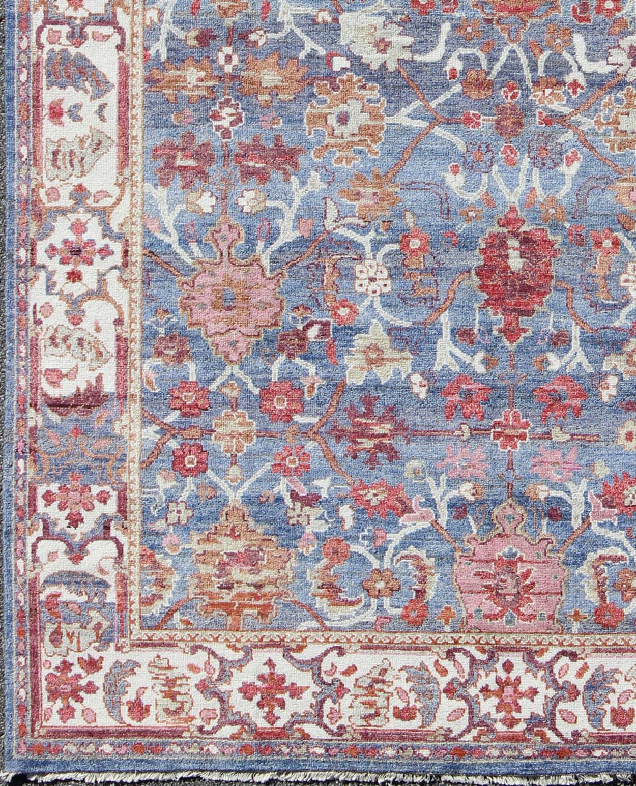 Colorful Sultanabad Design Rug in Blue Background. Keivan Woven Arts rug Ob - 9520719. This Colorful Sultanabad Rug features an all - over design and tastefully done in blue background and cream border with multi colors in the field. The wool is fine a... - Keivan Woven ArtsOB - 9520719 - 6480010 - 9318Rug