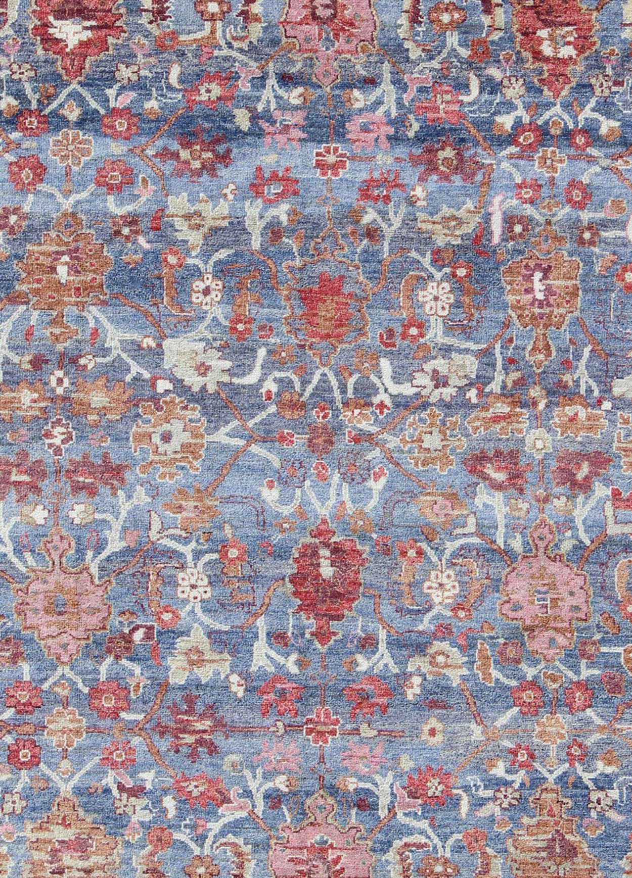 Colorful Sultanabad Design Rug in Blue Background. Keivan Woven Arts rug Ob - 9520719. This Colorful Sultanabad Rug features an all - over design and tastefully done in blue background and cream border with multi colors in the field. The wool is fine a... - Keivan Woven ArtsOB - 9520719 - 6480010 - 9318Rug