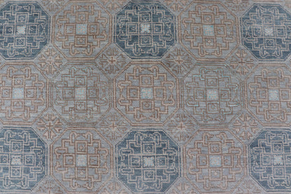 Modern Hand Knotted Khotan in Wool with All - Over Medallion Design in Blue and Earthy Tones This modern Indian Khotan rug has been hand - knotted in wool and features an all - over, sub - geometric medallion design rendered in blue and earthy tones. A ... - Keivan Woven ArtsOB - 9538562 - 98000069 - 15490Rug