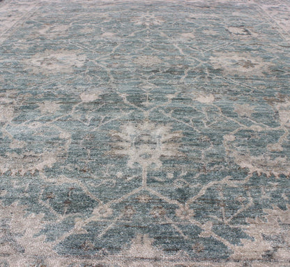 Keivan Woven Arts Turkish Oushak in Seafoam Green, Ivory and Light Gray Oushak in Seafoam Green, Ivory and Light Gray by Keivan Woven Arts - 8'0 X 10'0 Turkish Oushak in Seafoam Green, ivory and Light Brown. Keivan Woven Arts, OB - 954303... - Keivan Woven ArtsOB - 9543038 - 6480025 - 9689Rug