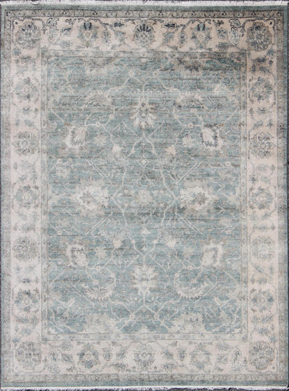 Keivan Woven Arts Turkish Oushak in Seafoam Green, Ivory and Light Gray Oushak in Seafoam Green, Ivory and Light Gray by Keivan Woven Arts - 8'0 X 10'0 Turkish Oushak in Seafoam Green, ivory and Light Brown. Keivan Woven Arts, OB - 954303... - Keivan Woven ArtsOB - 9543038 - 6480025 - 9689Rug