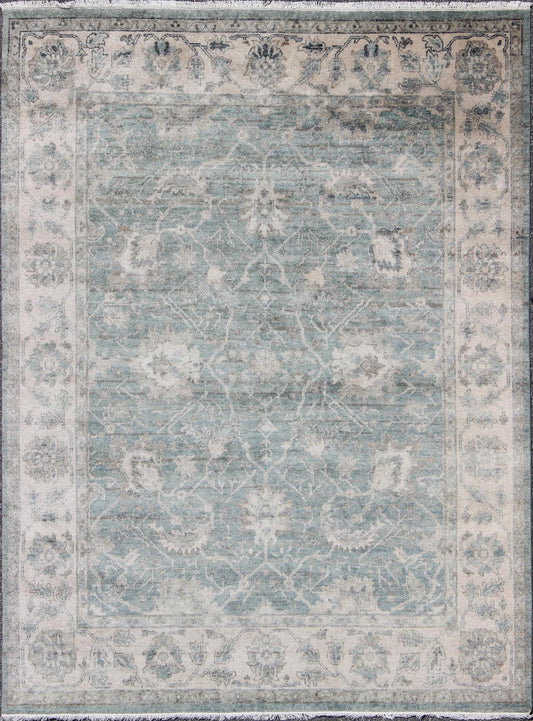 Keivan Woven Arts Turkish Oushak in Seafoam Green, Ivory and Light Gray Oushak in Seafoam Green, Ivory and Light Gray by Keivan Woven Arts - 8'0 X 10'0 Turkish Oushak in Seafoam Green, ivory and Light Brown. Keivan Woven Arts, OB - 954303... - Keivan Woven ArtsOB - 9543038 - 6480025 - 9689Rug