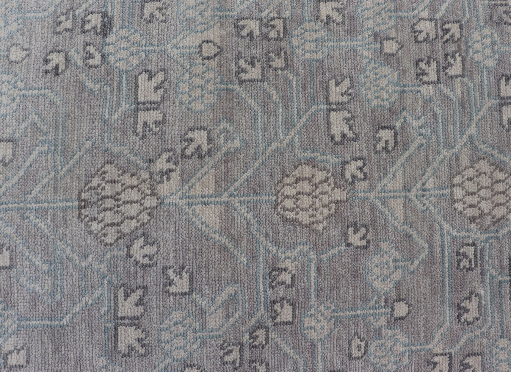 Modern Khotan Design Rug in Wool with All - Over Design By Keivan Woven Arts This modern Indian Khotan rug has been hand - knotted in wool and features an all - over, sub - geometric design rendered in muted tones. A complementary, multi - tiered border ... - Keivan Woven ArtsOB - 9543192 - 98000090 - 15496