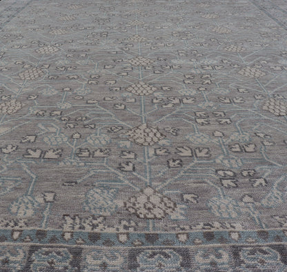 Modern Khotan Design Rug in Wool with All - Over Design By Keivan Woven Arts This modern Indian Khotan rug has been hand - knotted in wool and features an all - over, sub - geometric design rendered in muted tones. A complementary, multi - tiered border ... - Keivan Woven ArtsOB - 9543192 - 98000090 - 15496