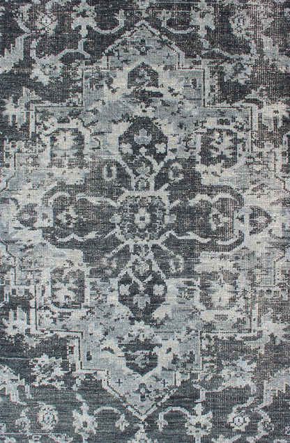 Modern Serapi Design Rug in Gray, D. Blue, and D. Charcoal With Geometric Medallion Design. Persian Serapidesign rug in modern colors such as Charcoal, blue, and gray geometric medallion design, rug/OB - 9551690, country of origin / type: India/ O... - Keivan Woven ArtsOB - 9551690 - 56230295 - 11301Rug