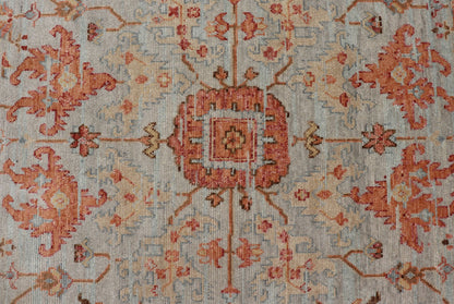 Burnt Orange and Cool Gray Modern Floral Oushak with All - Over Design Measures 8'0 x 9'10 This modern Indian Oushak was hand - knotted during the 2010's. The cool blue - gray field is heavily decorated in floral and leaflet motifs, commonly ... - Keivan Woven ArtsOB - 9570118 - 1030026 - 21078Rug