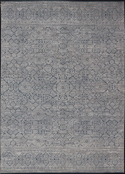 Hand - Knotted Modern Rug in Wool with All - Over Design in Blue and Cream This Modern Indian rug has been hand - knotted in wool and features an all - over, sub - geometric design rendered in blue and cream tones. A complementary, multi - tiered border en... - Keivan Woven ArtsOB - 9599733 - 18174Rug