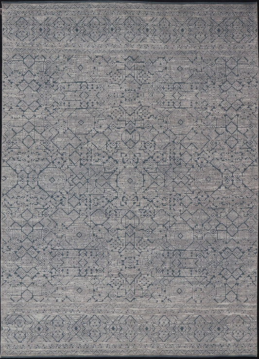 Hand - Knotted Modern Rug in Wool with All - Over Design in Blue and Cream This Modern Indian rug has been hand - knotted in wool and features an all - over, sub - geometric design rendered in blue and cream tones. A complementary, multi - tiered border en... - Keivan Woven ArtsOB - 9599733 - 18174Rug