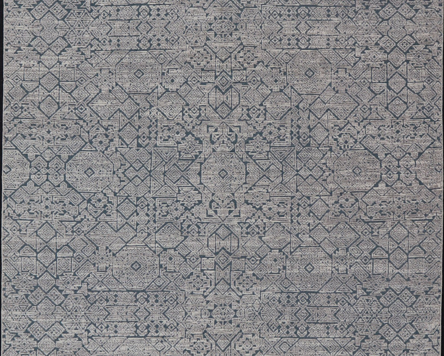 Hand - Knotted Modern Rug in Wool with All - Over Design in Blue and Cream This Modern Indian rug has been hand - knotted in wool and features an all - over, sub - geometric design rendered in blue and cream tones. A complementary, multi - tiered border en... - Keivan Woven ArtsOB - 9599733 - 18174Rug