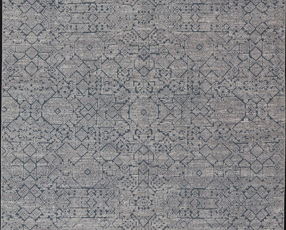 Hand - Knotted Modern Rug in Wool with All - Over Design in Blue and Cream This Modern Indian rug has been hand - knotted in wool and features an all - over, sub - geometric design rendered in blue and cream tones. A complementary, multi - tiered border en... - Keivan Woven ArtsOB - 9599733 - 18174Rug
