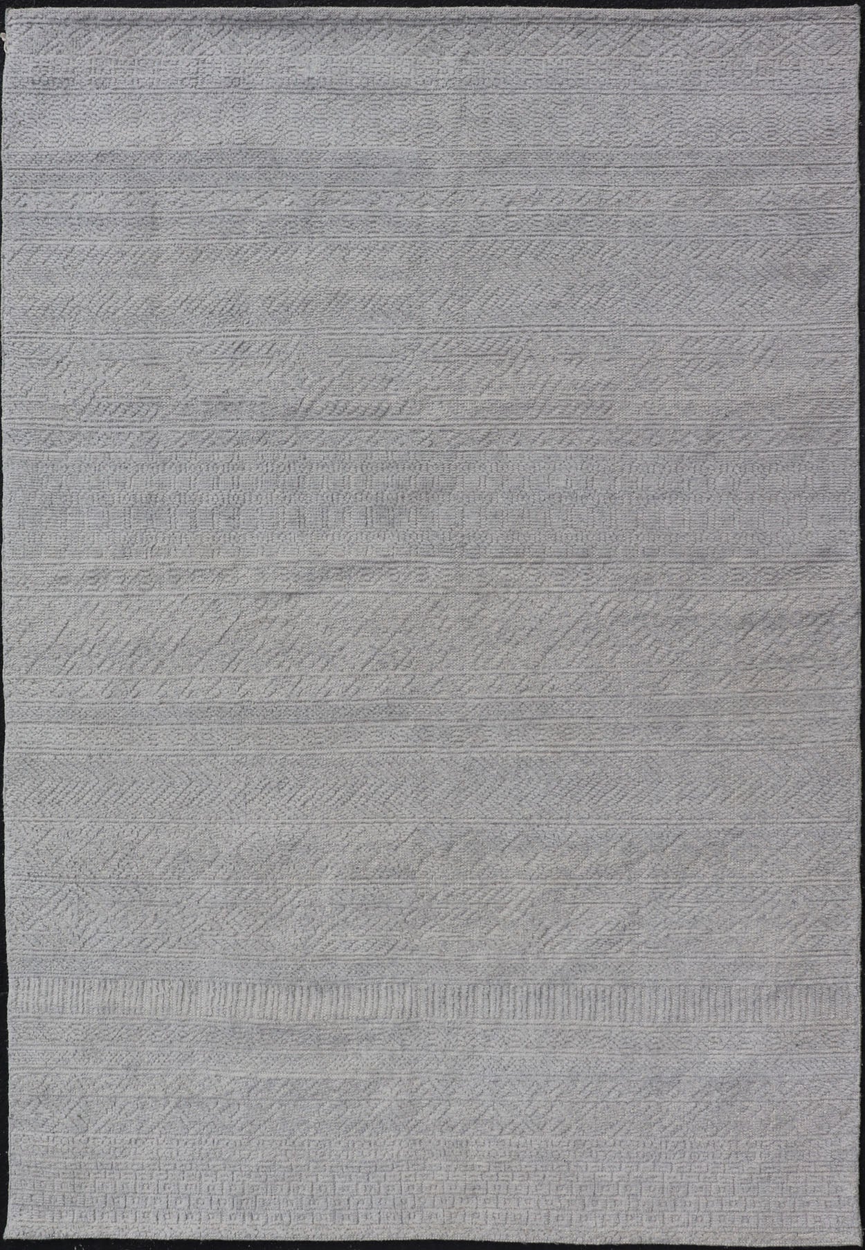 Modern Hand - Knotted Oushak Rug in Wool with Sub - Geometric Design in Cream This modern tribal Oushak rug has been hand - knotted in wool. The rug features a modern, all - over sub - geometric design, rendered in cream, a complementary, multi - tiered bo... - Keivan Woven ArtsOB - 9664884 - 18186