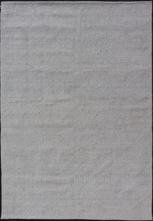 Modern Hand - Knotted Oushak Rug in Wool with Sub - Geometric Design in Cream This modern tribal Oushak rug has been hand - knotted in wool. The rug features a modern, all - over sub - geometric design, rendered in cream, a complementary, multi - tiered bo... - Keivan Woven ArtsOB - 9664884 - 18186