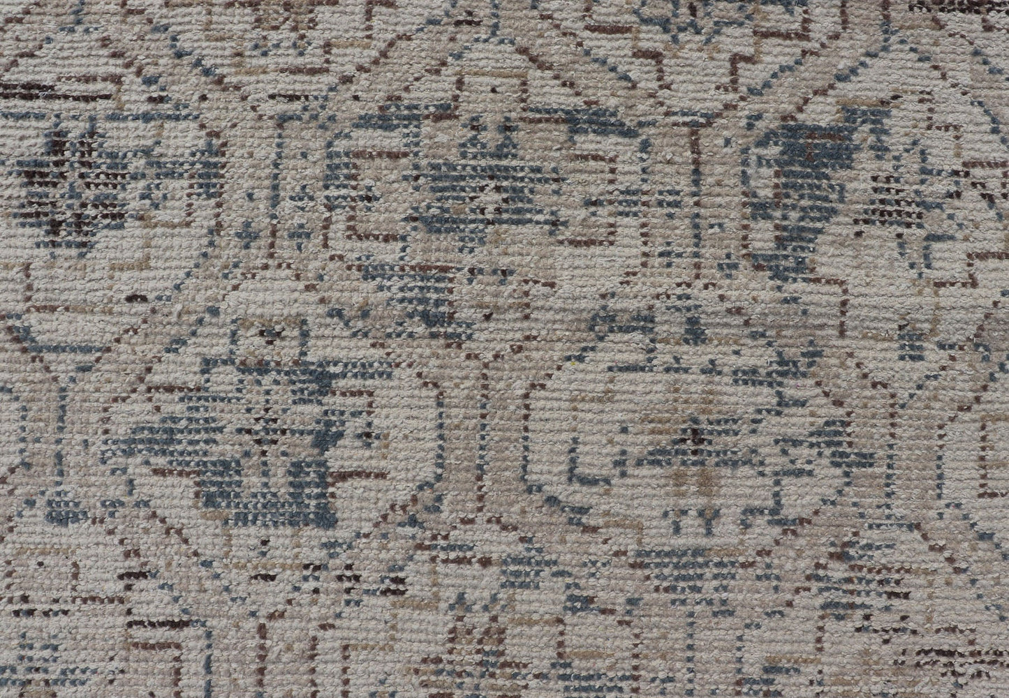 Modern Hand - Knotted Oushak Rug in Wool With Sub - Geometric Design in Brown and Blue This modern tribal Oushak rug has been hand - knotted in wool. The rug features a modern, all - over sub - geometric design, replete with various motifs rendered in bl... - Keivan Woven ArtsOB - 9729766 - 18192Rug