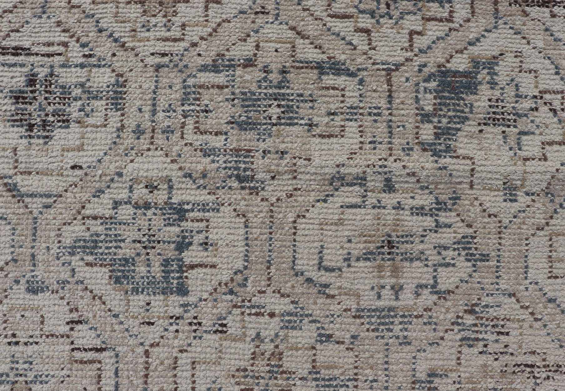 Modern Hand - Knotted Oushak Rug in Wool With Sub - Geometric Design in Brown and Blue This modern tribal Oushak rug has been hand - knotted in wool. The rug features a modern, all - over sub - geometric design, replete with various motifs rendered in bl... - Keivan Woven ArtsOB - 9729766 - 18192Rug