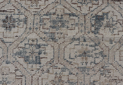 Modern Hand - Knotted Oushak Rug in Wool With Sub - Geometric Design in Brown and Blue This modern tribal Oushak rug has been hand - knotted in wool. The rug features a modern, all - over sub - geometric design, replete with various motifs rendered in bl... - Keivan Woven ArtsOB - 9729766 - 18192Rug
