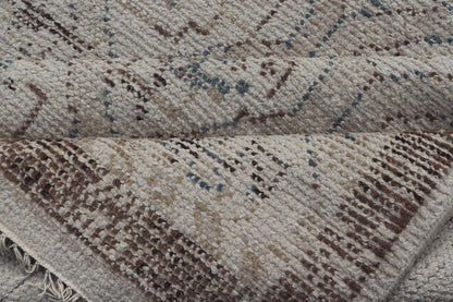 Modern Hand - Knotted Oushak Rug in Wool With Sub - Geometric Design in Brown and Blue This modern tribal Oushak rug has been hand - knotted in wool. The rug features a modern, all - over sub - geometric design, replete with various motifs rendered in bl... - Keivan Woven ArtsOB - 9729766 - 18192Rug