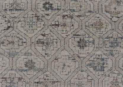 Modern Hand - Knotted Oushak Rug in Wool With Sub - Geometric Design in Brown and Blue This modern tribal Oushak rug has been hand - knotted in wool. The rug features a modern, all - over sub - geometric design, replete with various motifs rendered in bl... - Keivan Woven ArtsOB - 9729766 - 18192Rug